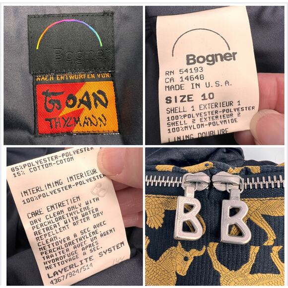 Vtg Bogner Goan Thylmann Ski Suit One Piece Women 10 Unicorn Pegasus Black Gold - Picture 8 of 16